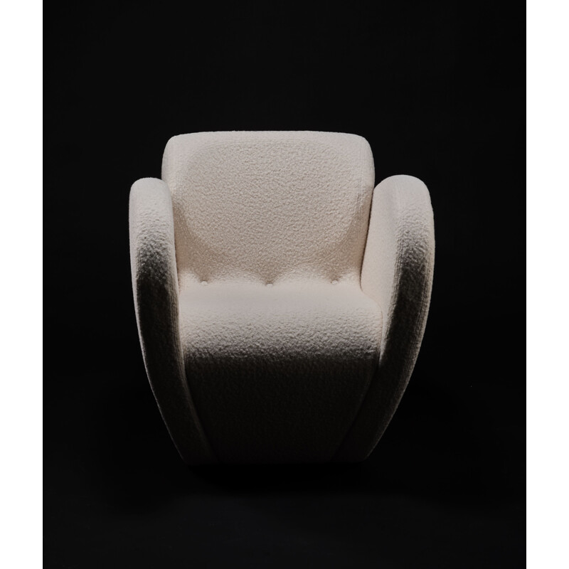 Pair of vintage "Size Ten" armchairs in ivory boucle by Ron Arad for Moroso, 1990s