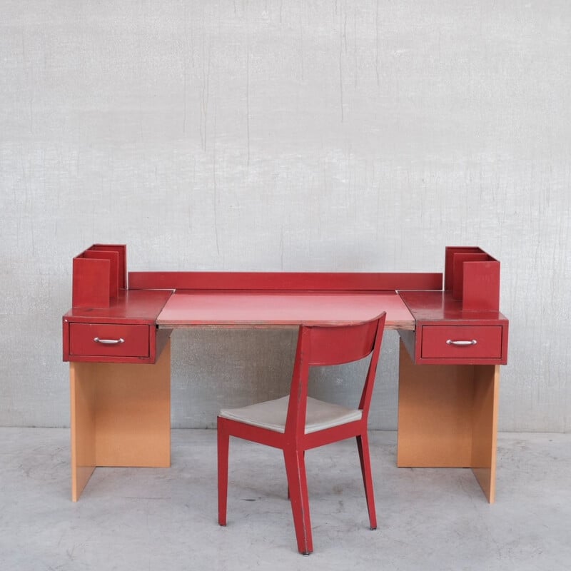 French vintage desk and chair by Jean Prouve & Jules Leleu, 1936