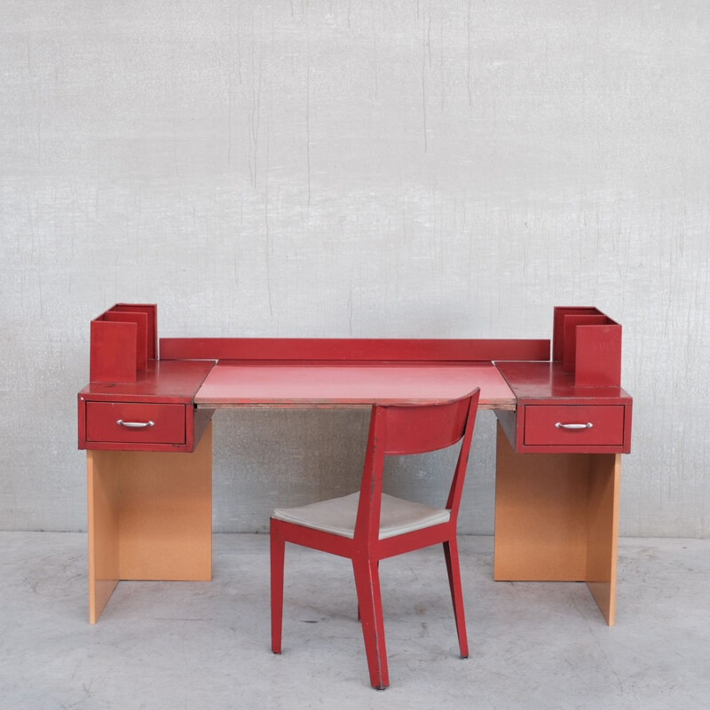 French vintage desk and chair by Jean Prouve & Jules Leleu, 1936