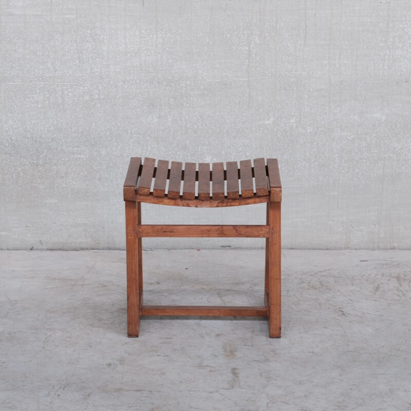 Pair of vintage teak stools Pj-011029 by Pierre Jeanneret, India 1960s
