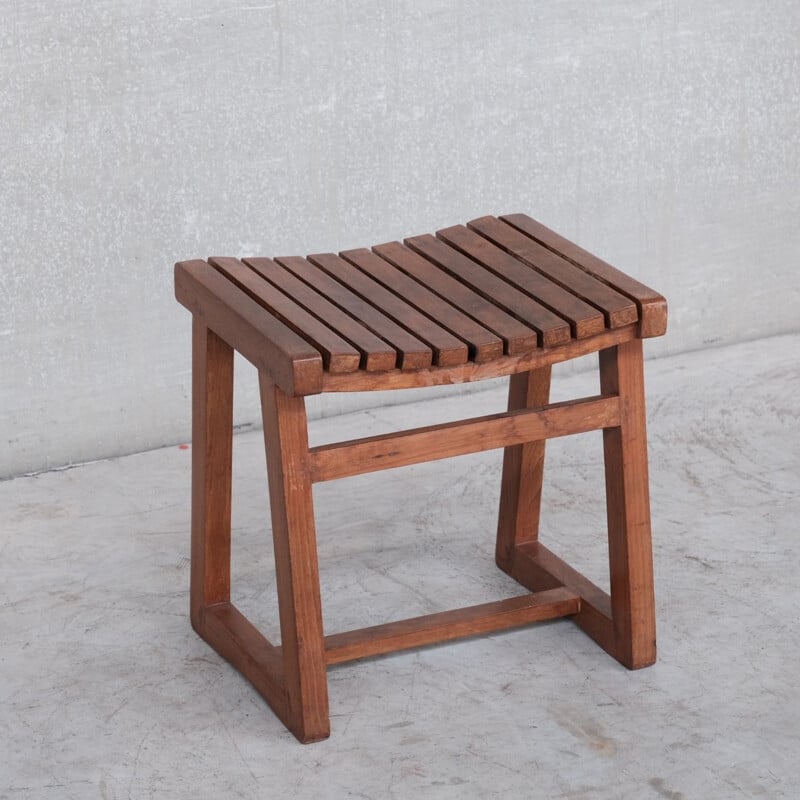 Pair of vintage teak stools Pj-011029 by Pierre Jeanneret, India 1960s