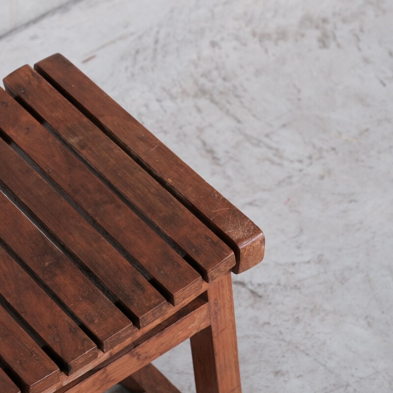 Pair of vintage teak stools Pj-011029 by Pierre Jeanneret, India 1960s