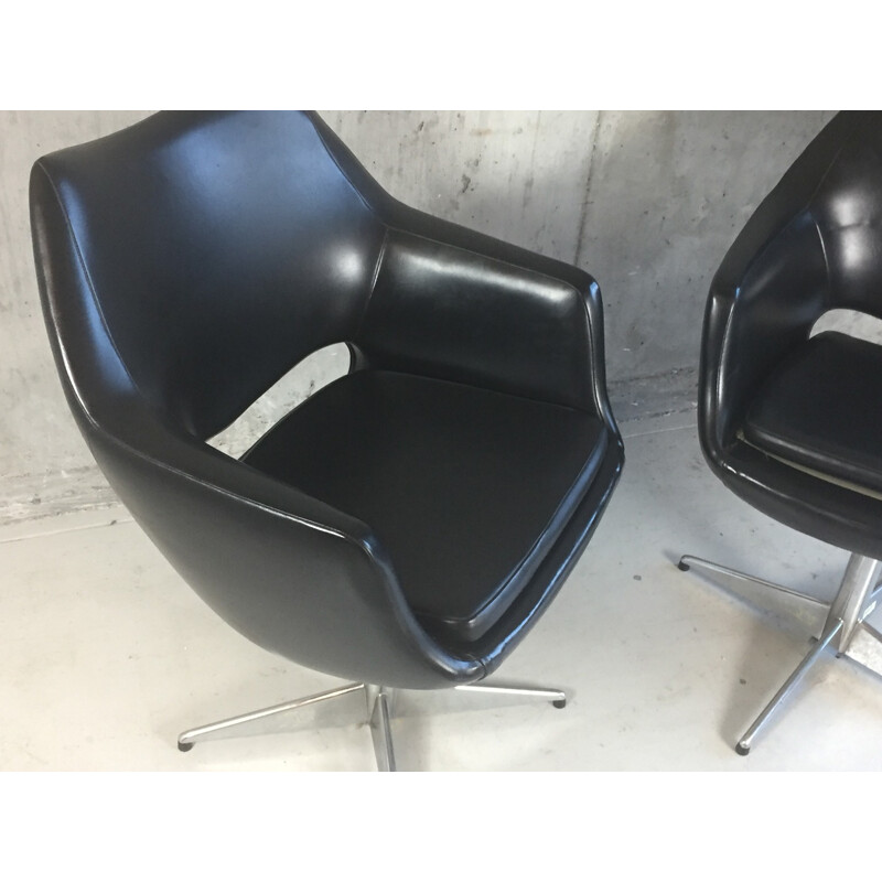 Pair of armchairs in leatherette and metal - 1970s