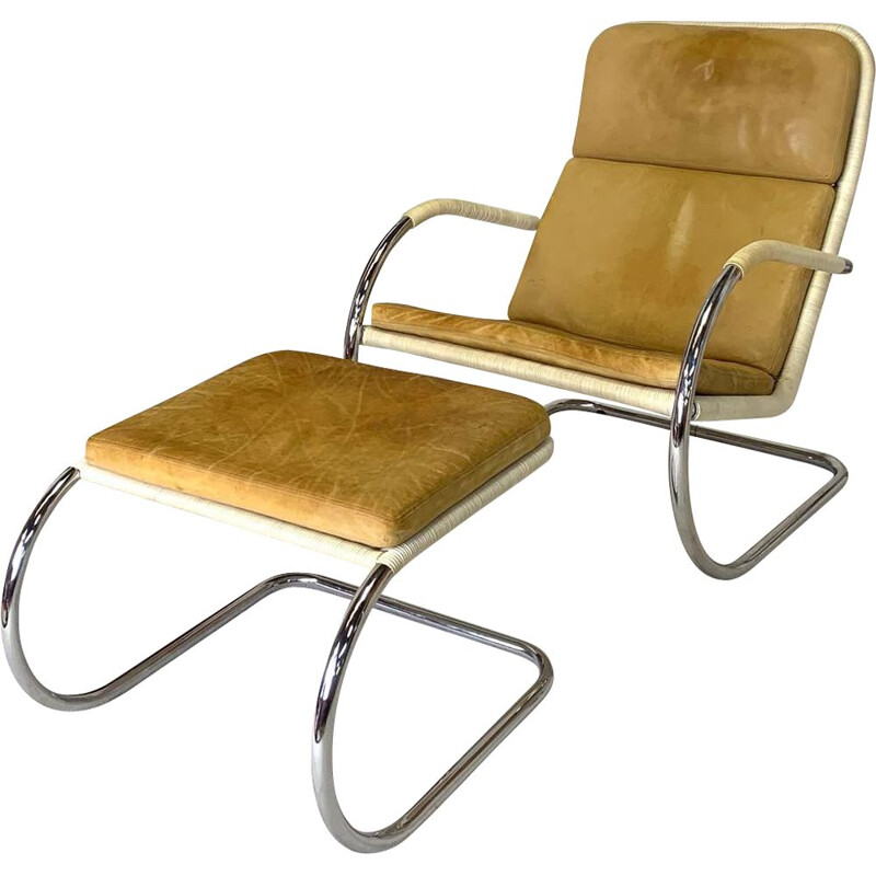 Vintage Tecta D35 & C35 cantilever lounge chair and ottoman by Anton Lorenz, 1980