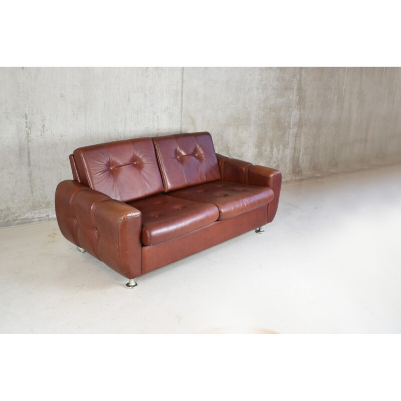 Mid century Danish 2 seater sofa in leather - 1970s