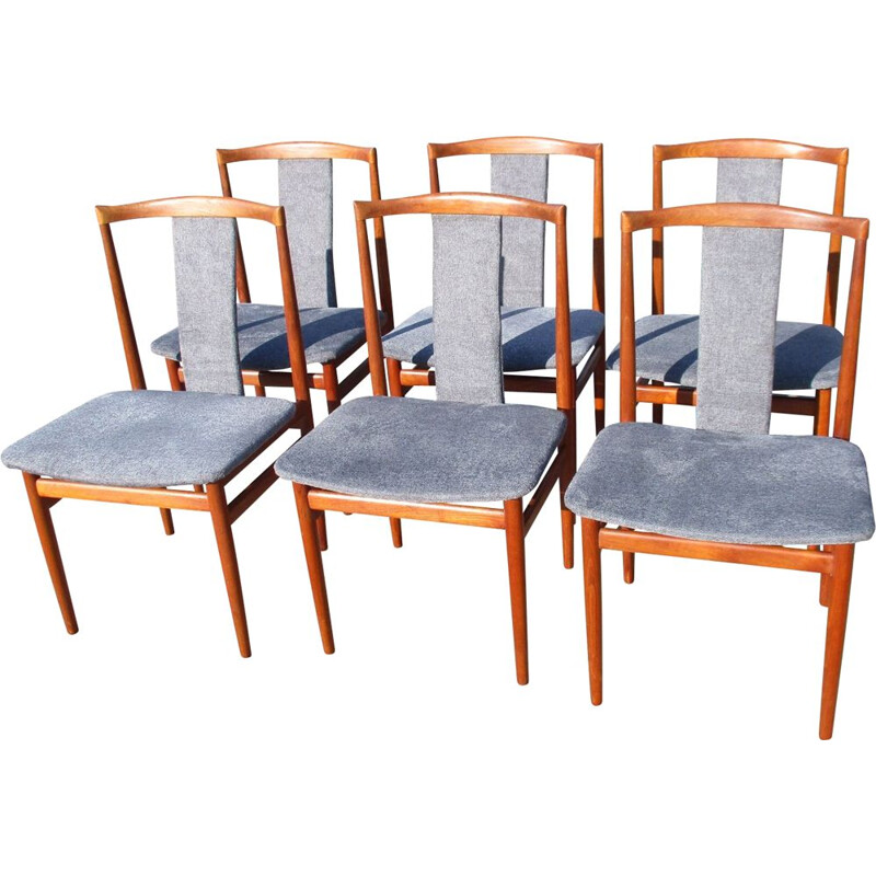 Conjunto de 6 cadeiras vintage com estofos, Dinamarca 1960