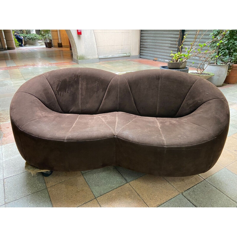 Divano vintage Pumpkin 2 posti marrone di Pierre Paulin per Ligne Roset