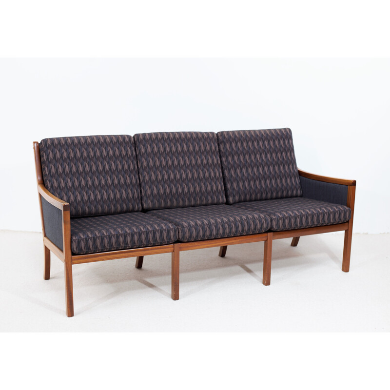 Vintage-Sofa aus Mahagoni und Stoffkissen von Ole Wanscher für Poul Jeppesens Møbelfabrik