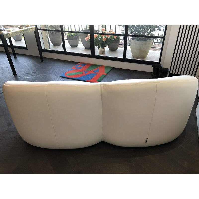Vintage Pumpkin 2 seater sofa in white leather by Pierre Paulin, 2019