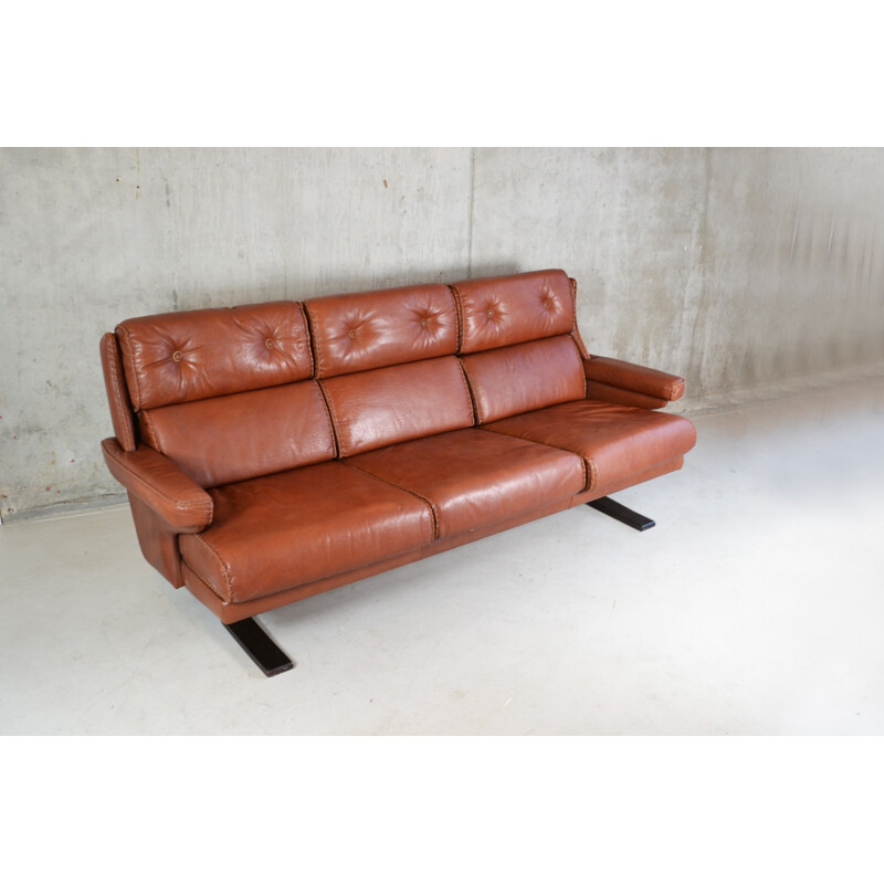 Mid century Danish brown 3 seater sofa - 1970s