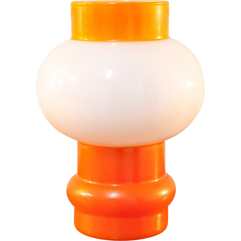 Lampe de table vintage orange et blanche - 1970