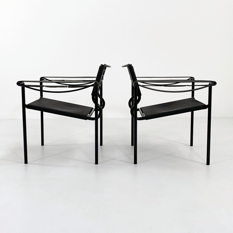 Pair of vintage leather armchairs by Giandomenico Belotti for Alias, 1980s
