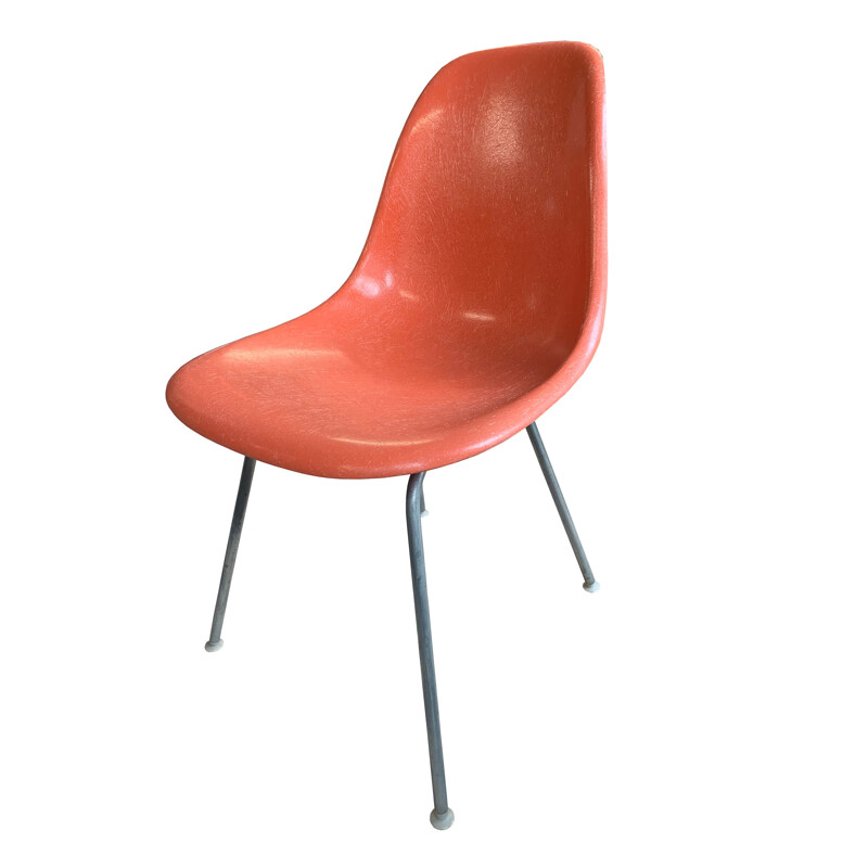 Vintage orange Eames Dsx chair for Herman Miller, 1970s