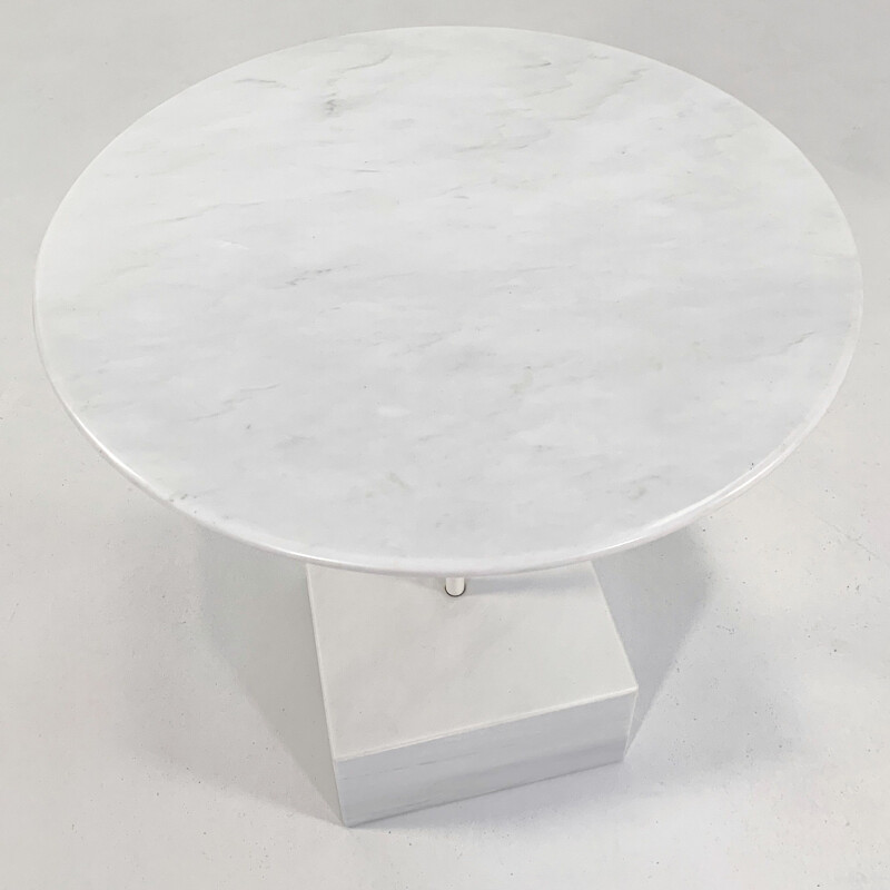 Vintage side table "Primavera" in marble and metal by Ettore Sottsass for Ultima Edizione, 1980