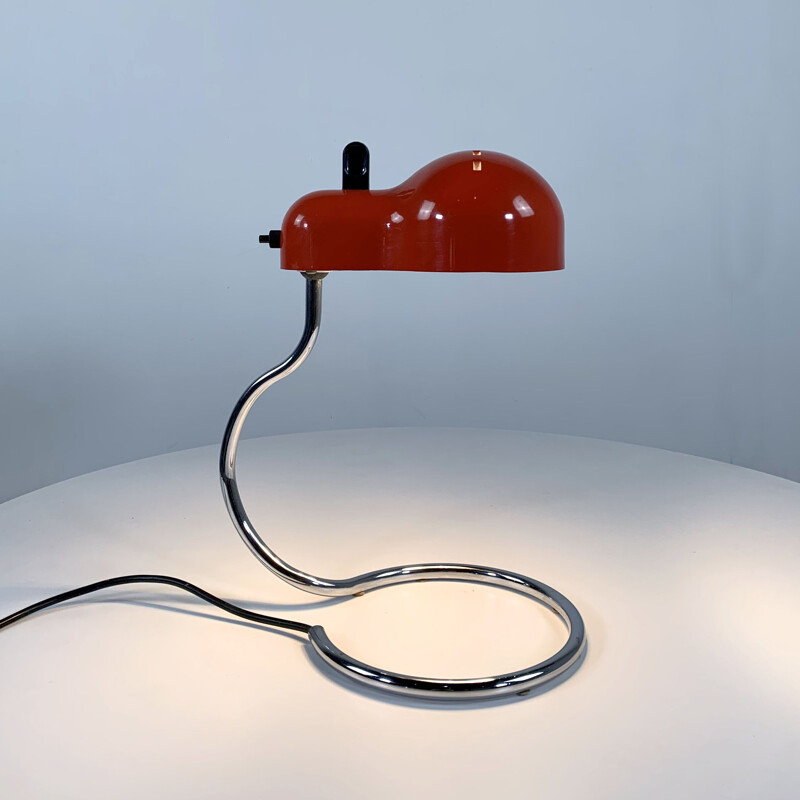 Vintage red Topo desk lamp by Joe Colombo for Stilnovo, 1970s