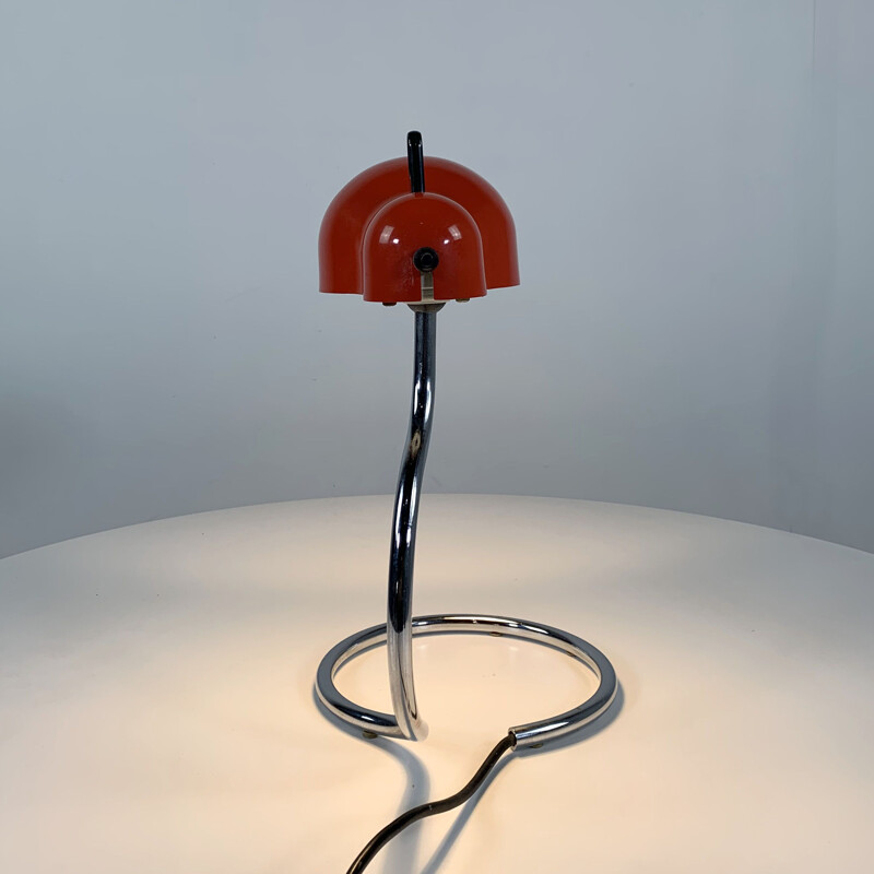 Lampe de bureau Topo rouge vintage par Joe Colombo pour Stilnovo, 1970