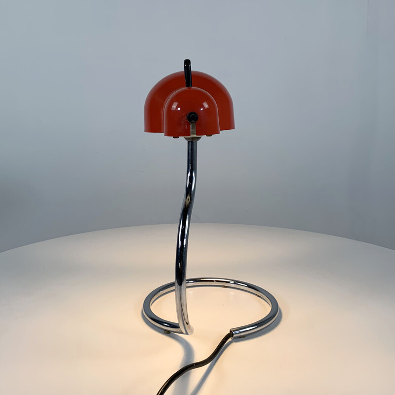 Vintage red Topo desk lamp by Joe Colombo for Stilnovo, 1970s