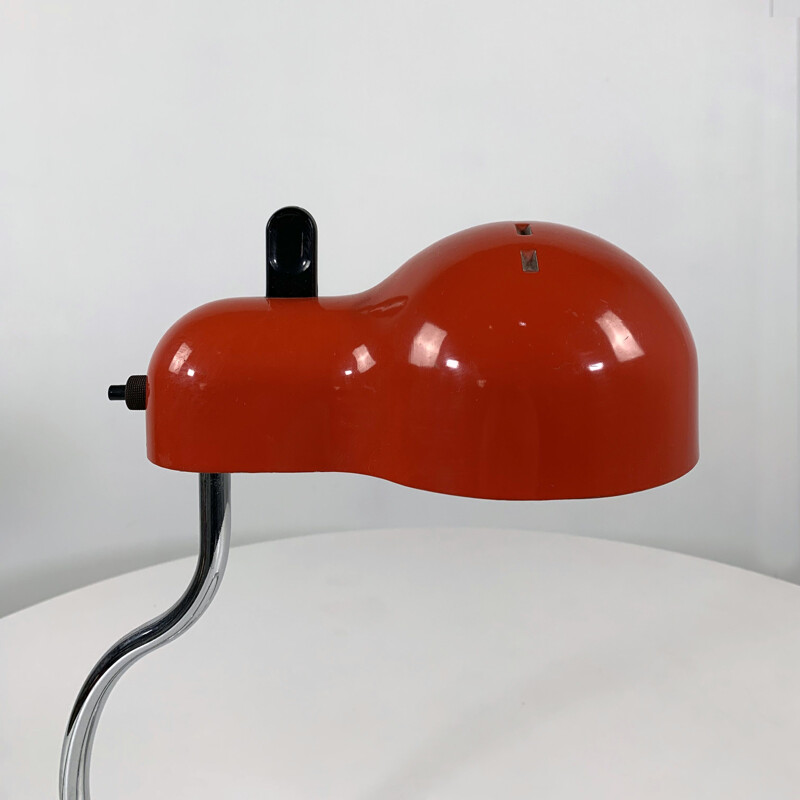 Vintage red Topo desk lamp by Joe Colombo for Stilnovo, 1970s