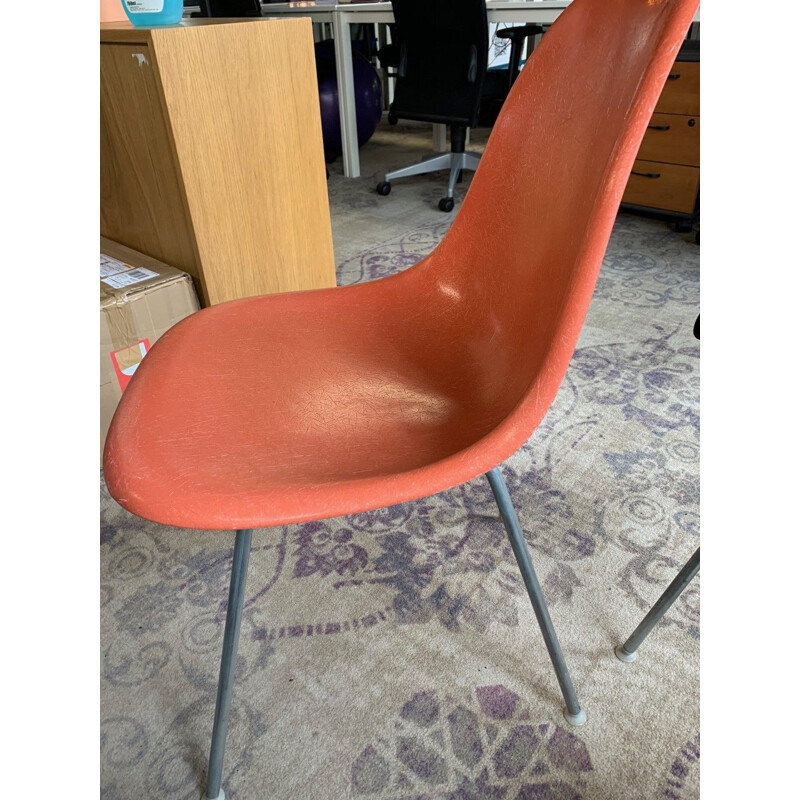 Vintage orange Dsx chair by Charles & Ray Eames for Herman Miller, 1970s