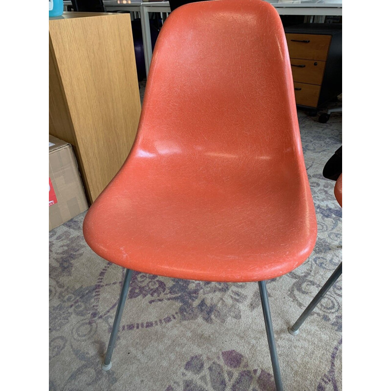 Vintage orange Dsx chair by Charles & Ray Eames for Herman Miller, 1970s