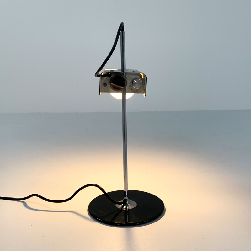Vintage black Spider table lamp by Joe Colombo for Oluce, 1960s