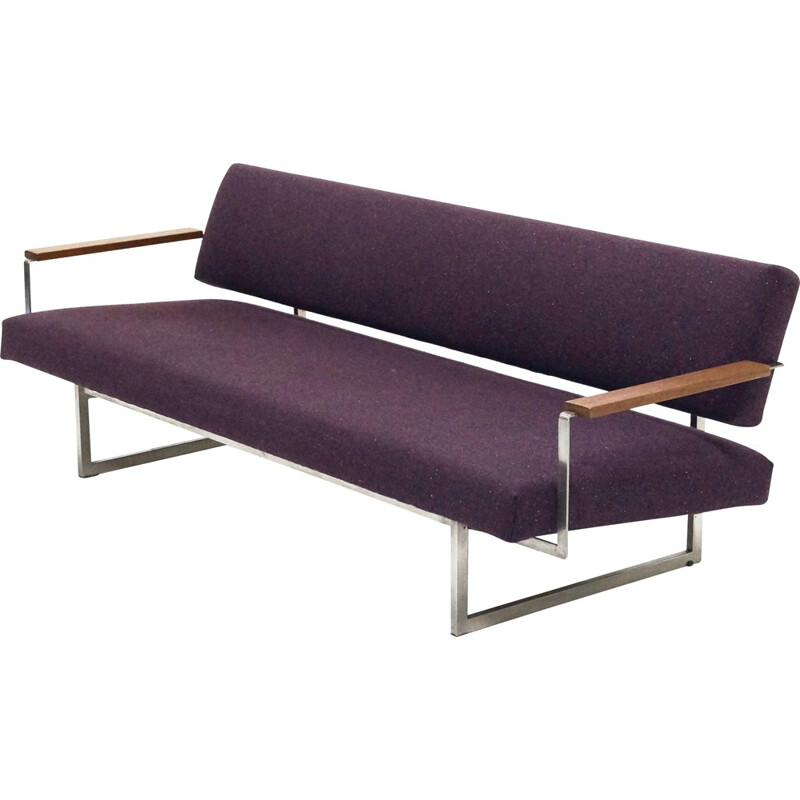 Dutch Gelderland "Lotus 25" daybed in metal and purple fabric, Rob PARRY - 1950s