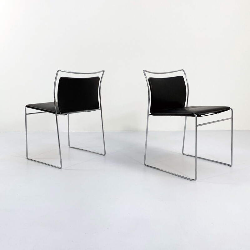 Set of 6 vintage Tulu dining chairs in leather by Kazuhide Takahama for Gavina, 1960s