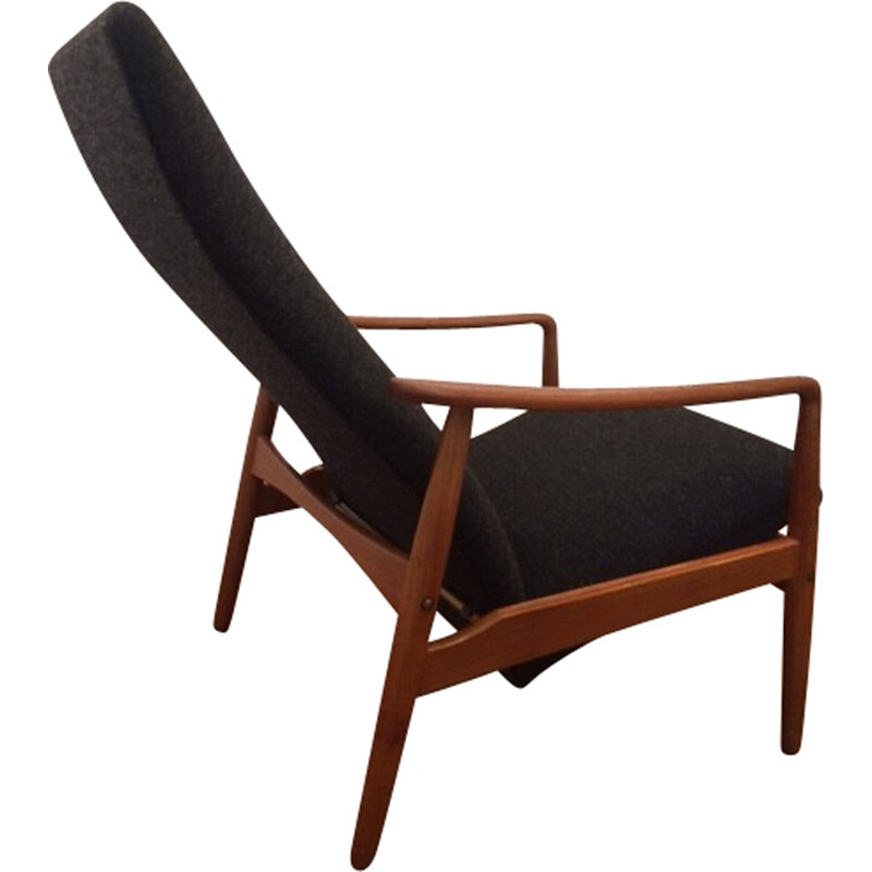 Danish armchair in teak and black fabric, Soren LADEFOGED - 1960s