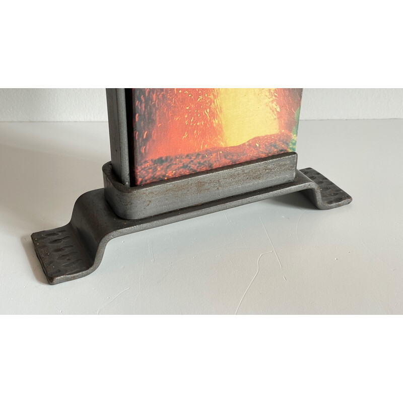 Porte allumettes vintage de cheminées en acier