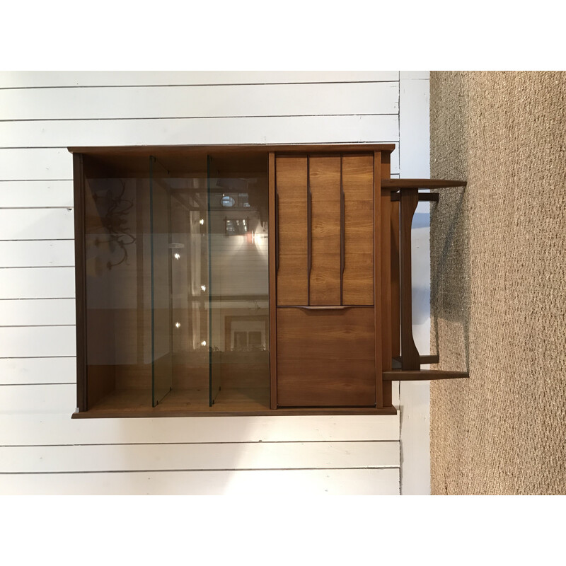 Scandinavian vintage teak display cabinet, 1960