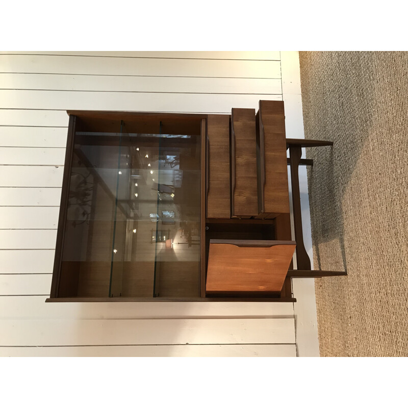 Scandinavian vintage teak display cabinet, 1960