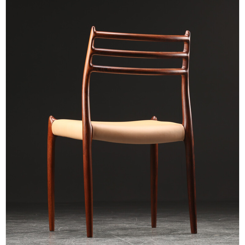 Restored "78" chair in rosewood and leather, Niels O. MOLLER - 1960