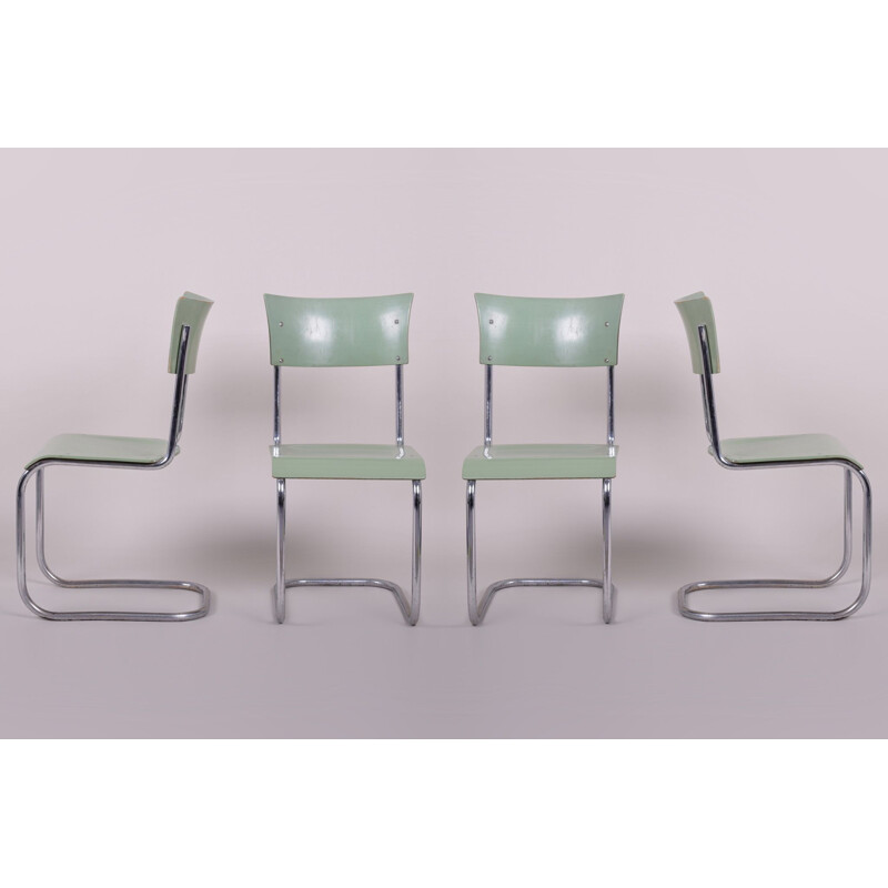 Set van 4 vintage groene stoelen van Robert Slezak, 1930