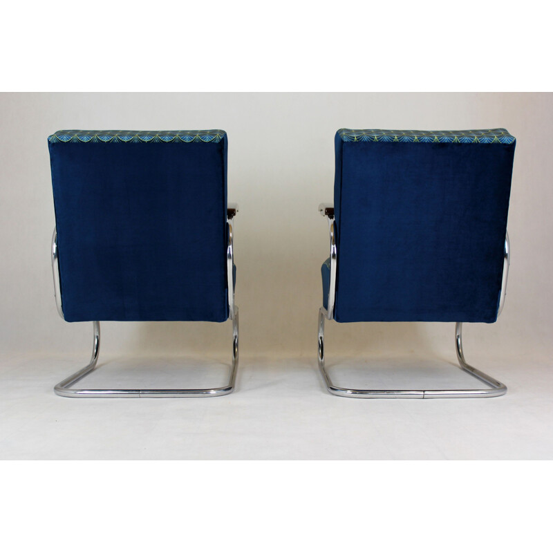 Pair of vintage Art Deco tubular armchairs by Willem Hendrik Gispen for Mücke Melder, 1930s