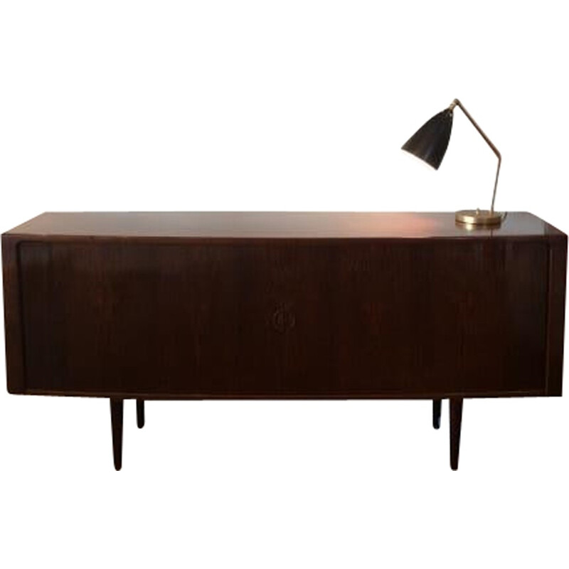 Mid century sideboard in walnut with "tambour" double door - 1970s