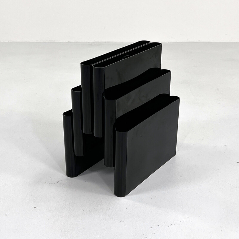 Vintage black magazine rack by Giotto Stoppino for Kartell, 1970s