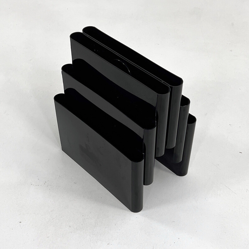 Vintage black magazine rack by Giotto Stoppino for Kartell, 1970s