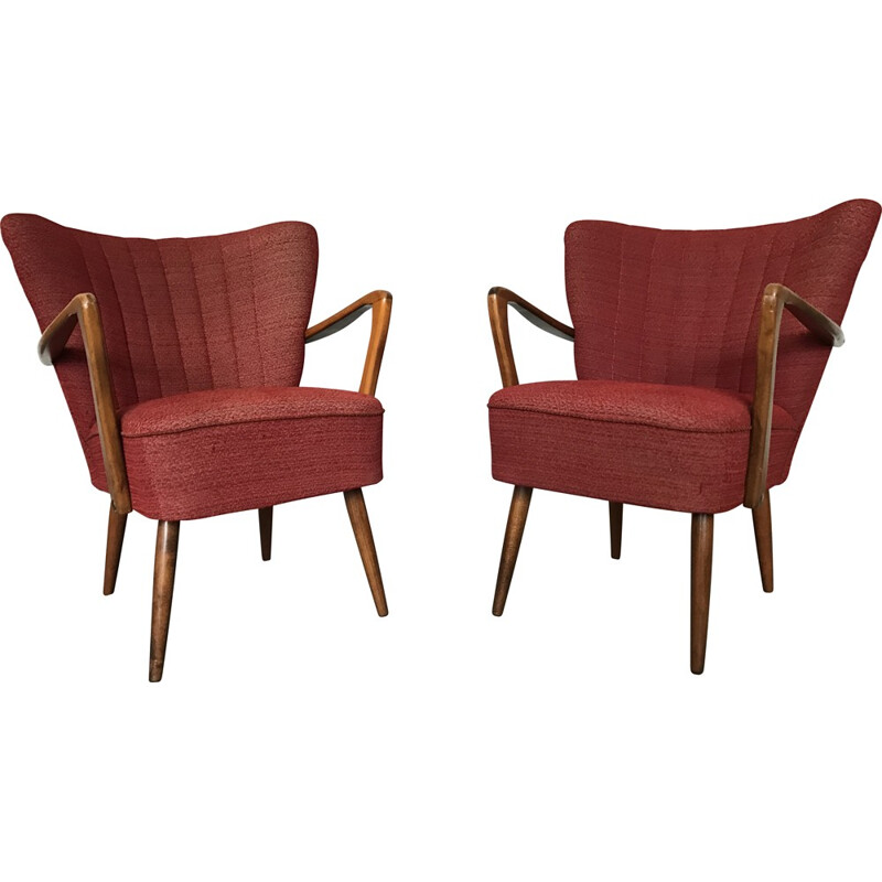 Pair of cocktails chairs in fabric - 1960s