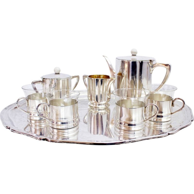 Sigg Art Deco Vintage Tea Set In Silver Plated Metal