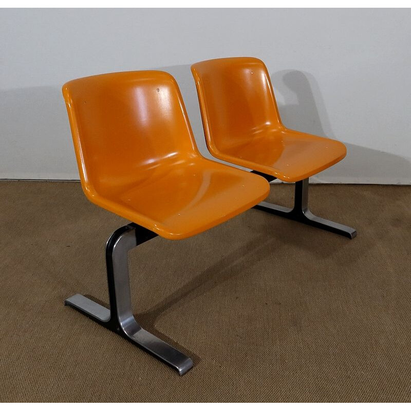 Vintage fiberglass waiting bench by Georg Leowald for Wilkhahn, 1960