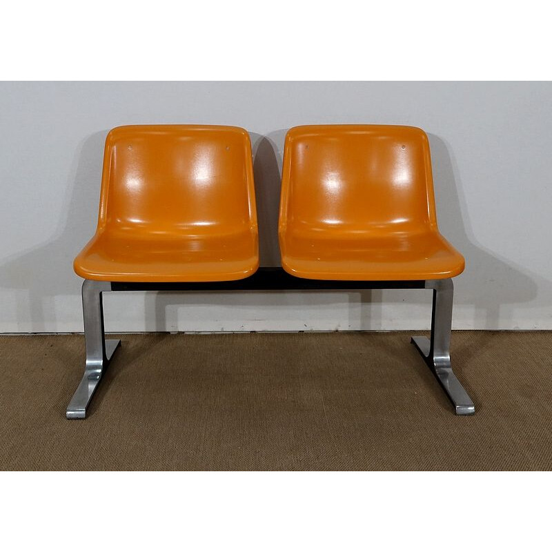 Vintage fiberglass waiting bench by Georg Leowald for Wilkhahn, 1960