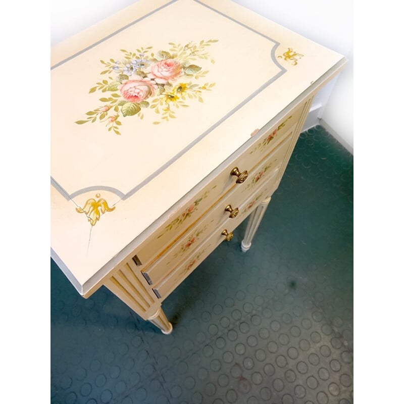 Mid century bedside table with floral patterns - 1960s