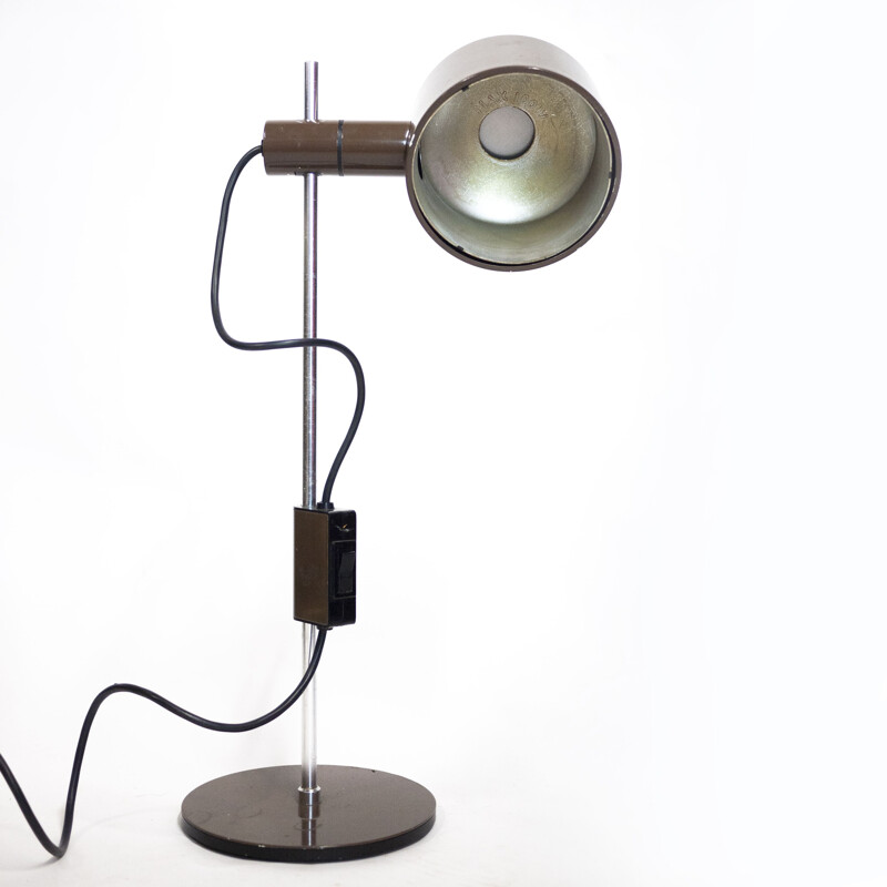 Bruine vintage tafellamp van Peter Nelson