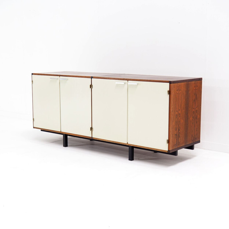 Vintage sideboard in white with wengé wood by Cees Braakman for Pastoe, Netherlands 1960s