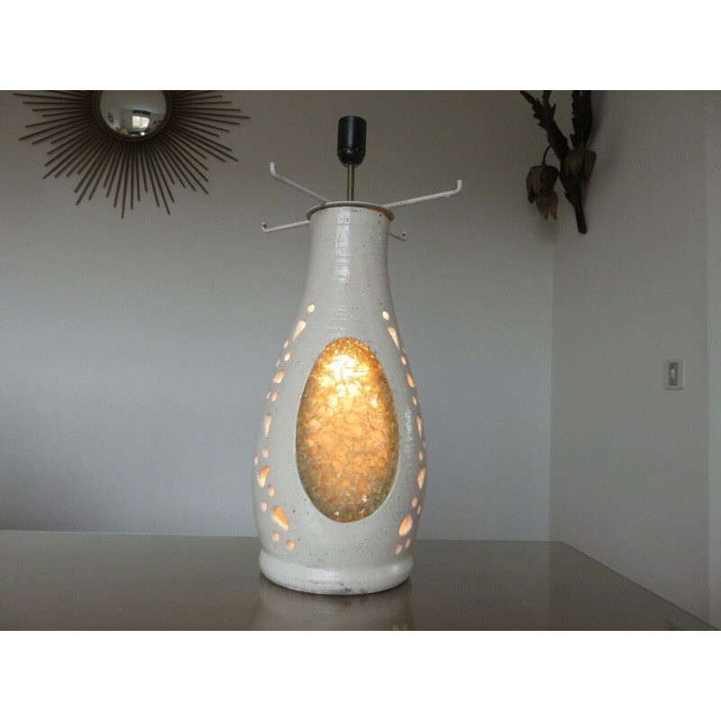 Lampada vintage in ceramica e resina di accolay, 1960