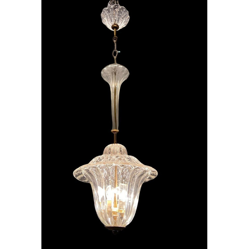 Italian vinatge Murano glass Barovier pendant lamp, 1940s