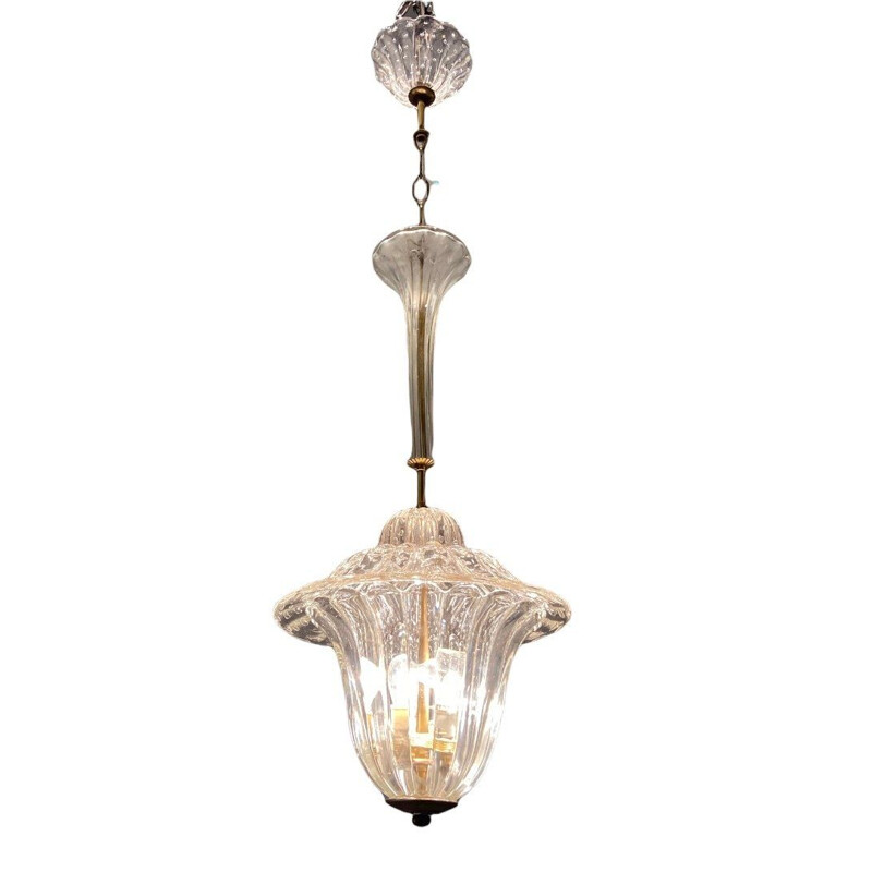 Italian vinatge Murano glass Barovier pendant lamp, 1940s