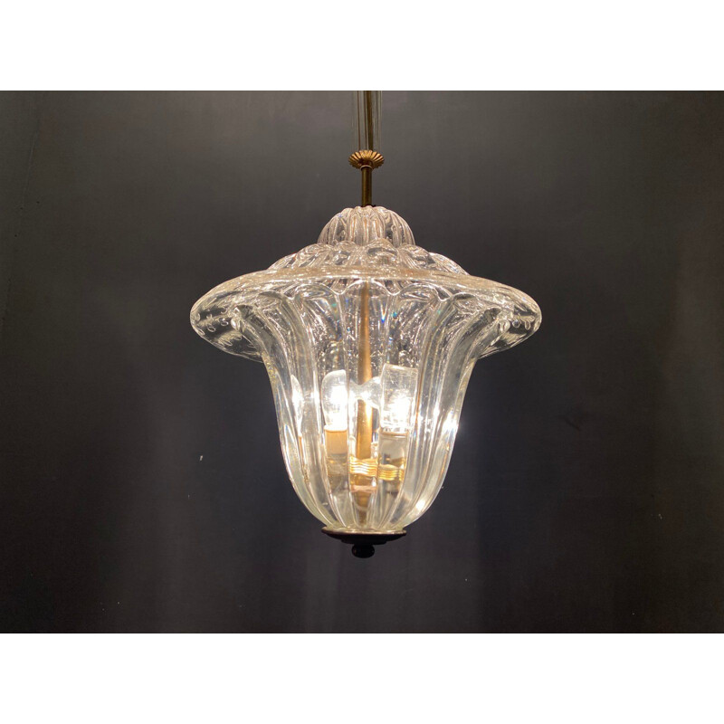 Italian vinatge Murano glass Barovier pendant lamp, 1940s