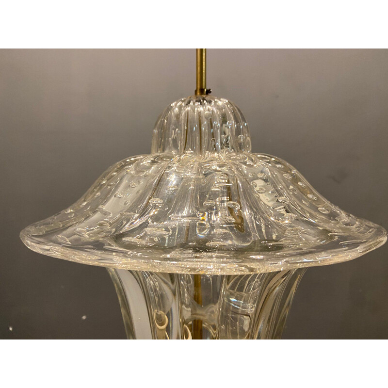 Vintage Italiaanse Barovier hanglamp in Murano glas, 1940