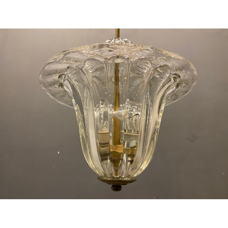 Vintage Italiaanse Barovier hanglamp in Murano glas, 1940